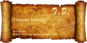 Tarpay Dezső névjegykártya